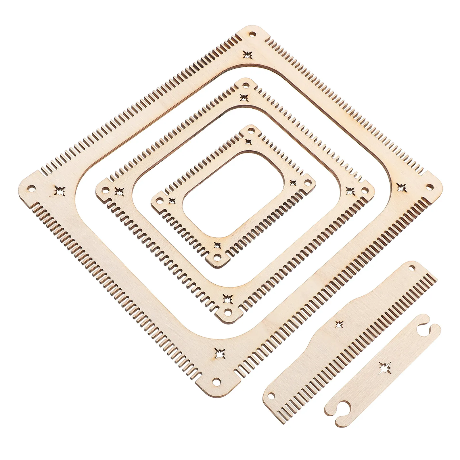 1Set Weaving Loom Kit Rectangle Wooden Weaving Frame for Beginners DIY Tapestry Craft Kit Home Handmaking Yarn Tapestry Tools
