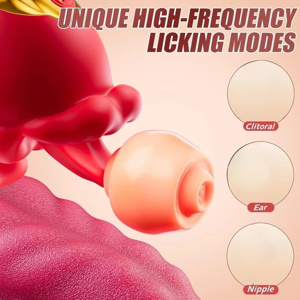ألعاب الجنس الكبار للنساء 4in1 هزاز مع قضبان اصطناعية اللسان G بقعة دسار 10 أوضاع لعق البظر الاستمناء الإناث #3
