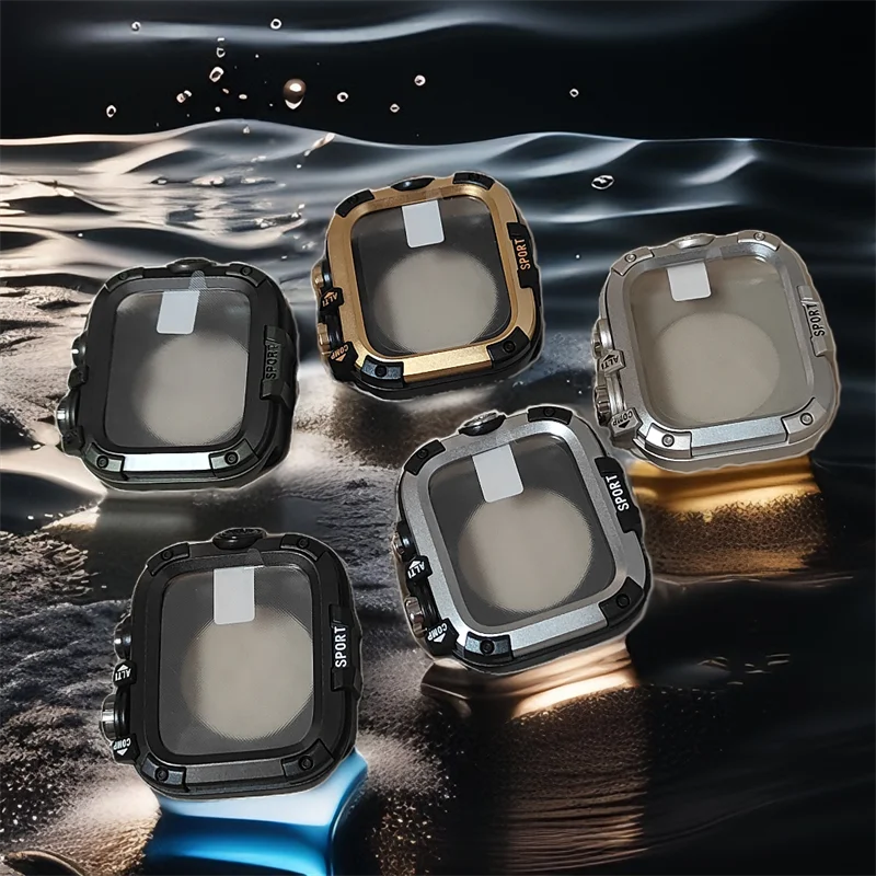 Водонепроницаемый металлический чехол-бампер для Apple Watch 46 мм 45 мм 44 мм Защитная крышка с закаленной пленкой для IWatch Series 10 9 8 7 6 5 SE