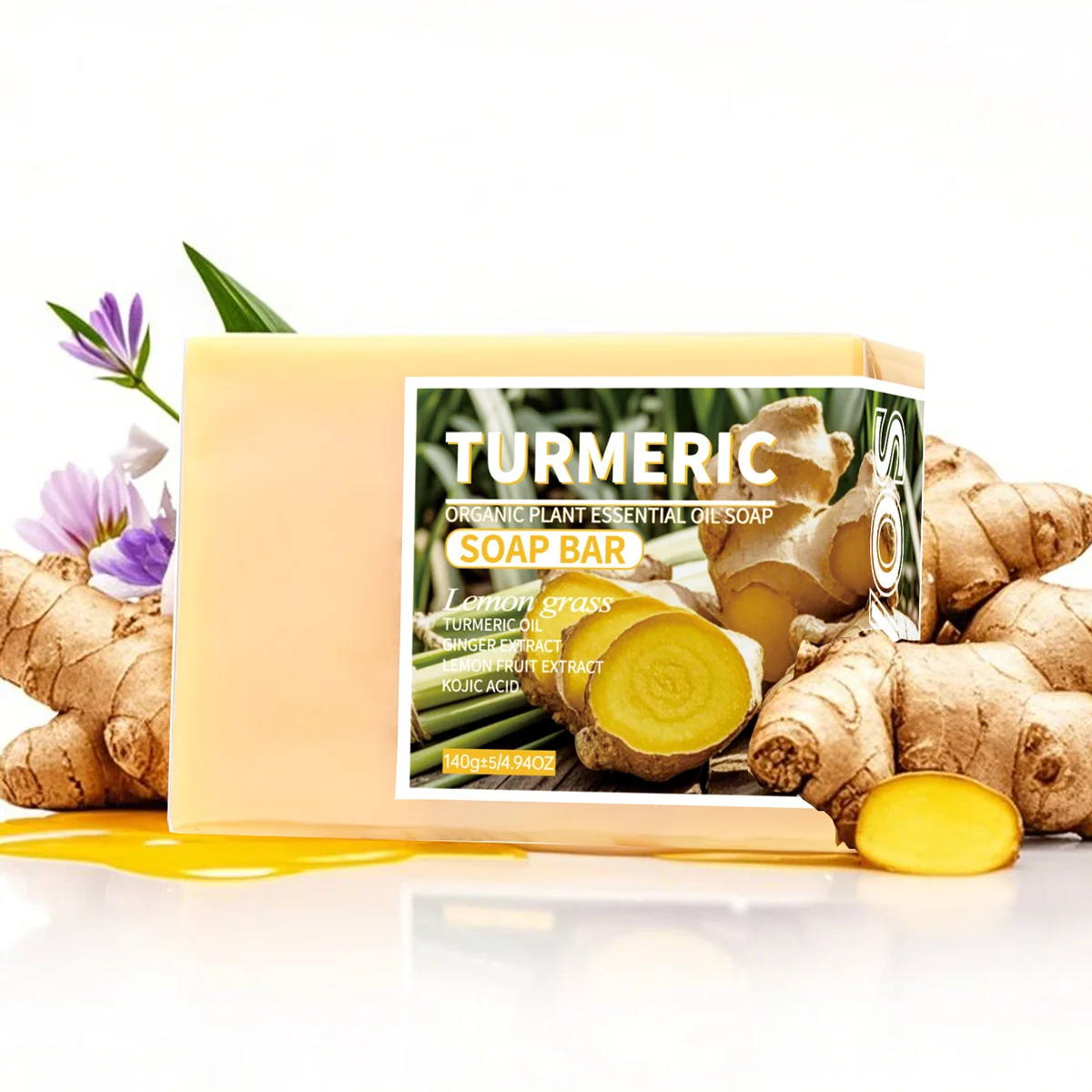 Мыло с эфирным маслом куркумы, 140 г, мыло ручной работы с эфирным маслом лимона, подходит для мытья лица и купания всего тела, ежедневно