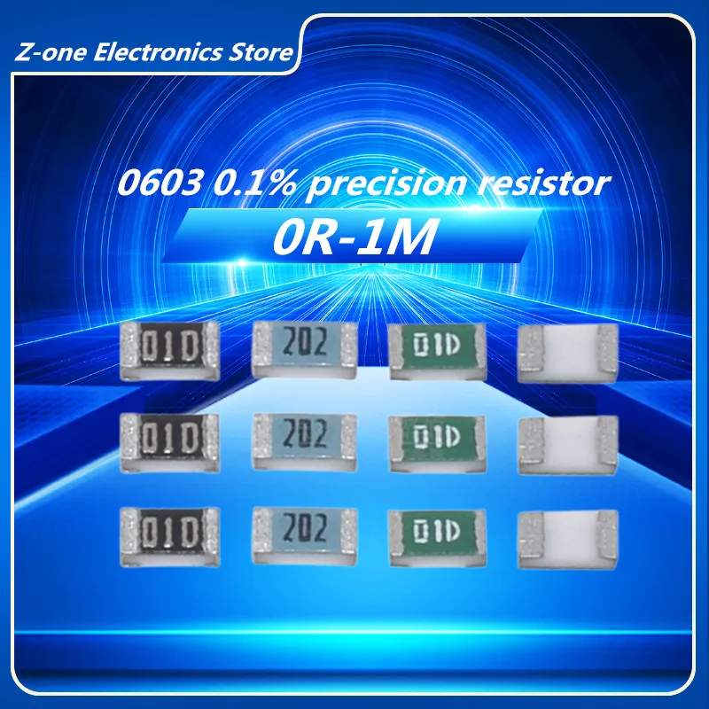 

0603 High Precision Resistors 0.1% 0.001 25PPM 0R 1R 2.2R 3R3 4.7R 10R 22R 100R 220R 47R 1K 2.2K 10K 100K 470K 330K 680K 1M Ohm