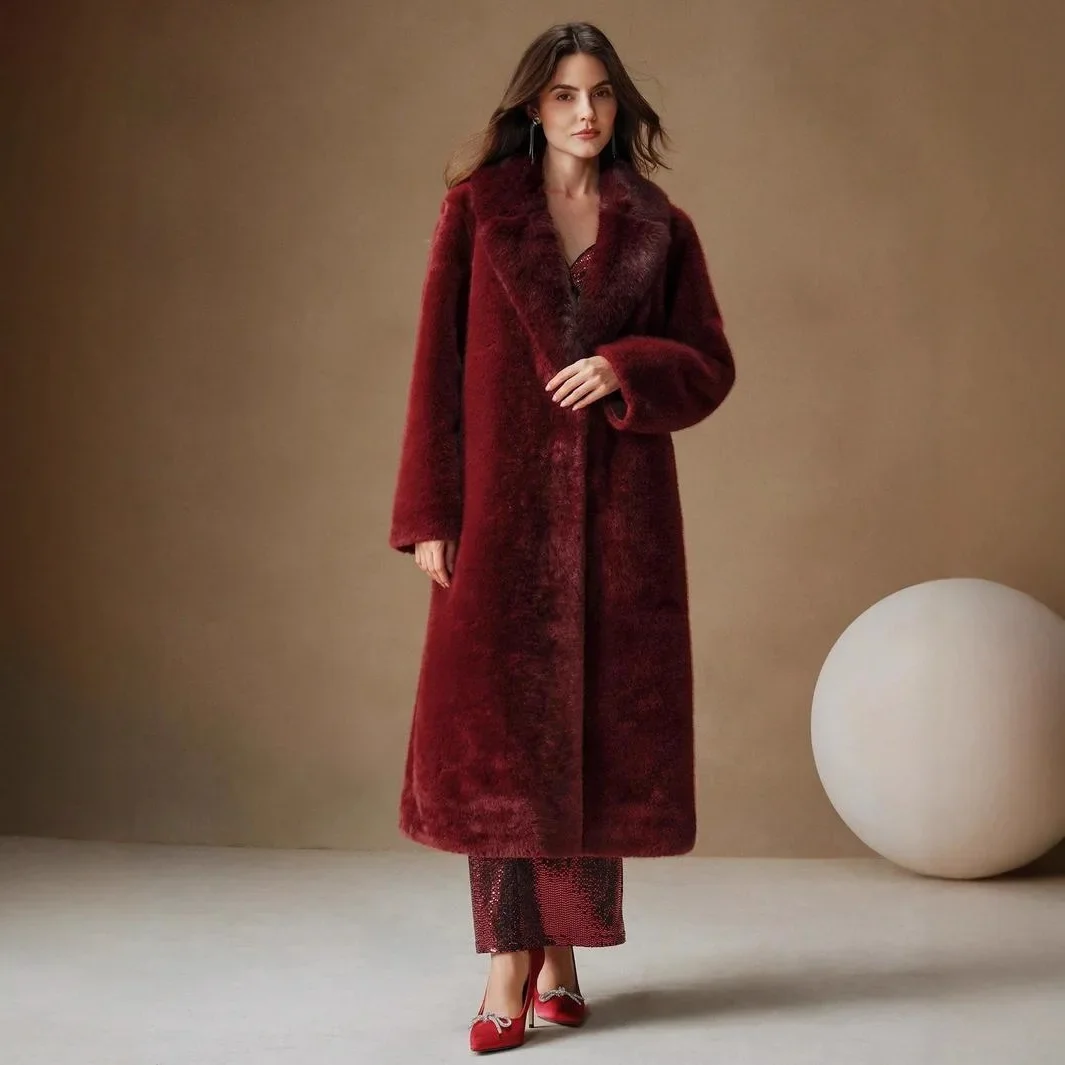 

Autumn and Winter New Women's Fake Fur Coat Loose Commuter Collar Long Fur