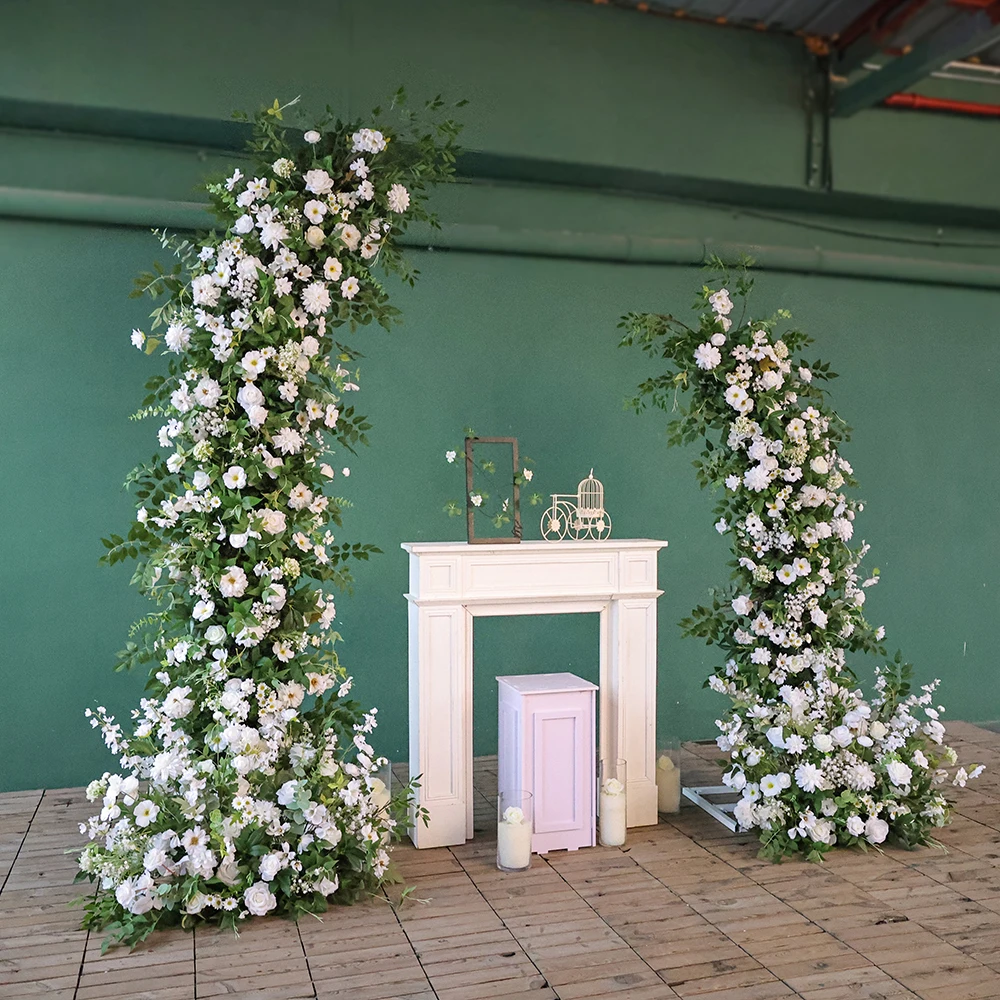 

Искусственная цветочная композиция «Зеленые листья и белые цветы в форме полумесяца» – идеальное решение для оформления входа и фона на свадьбу и вечеринку HY2882