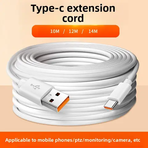 Extra Long Micro USB Extension Cable 14M 12M 10M Type C Port Device Universal Data Cable for Xiaomi Samsung Camera PS5PS4