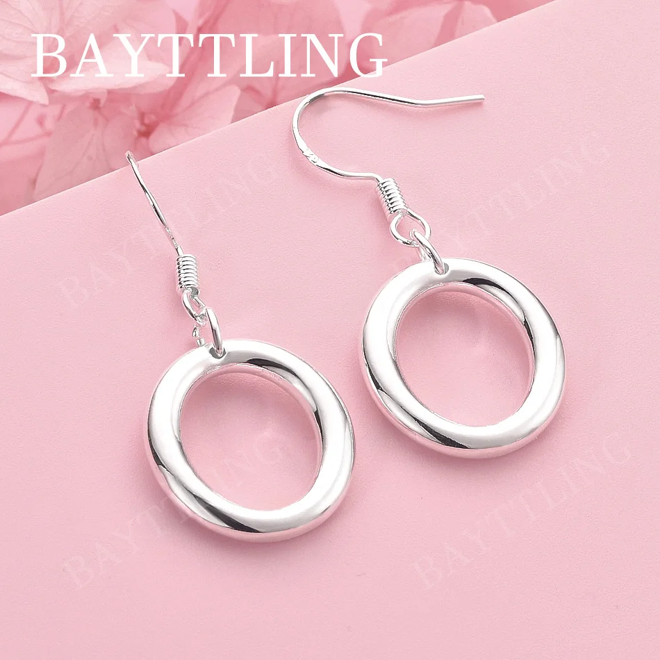 

925 Sterling Silver Simple Round Pendant Earrings Women Fashion Accessories Wedding Gift Jewelry