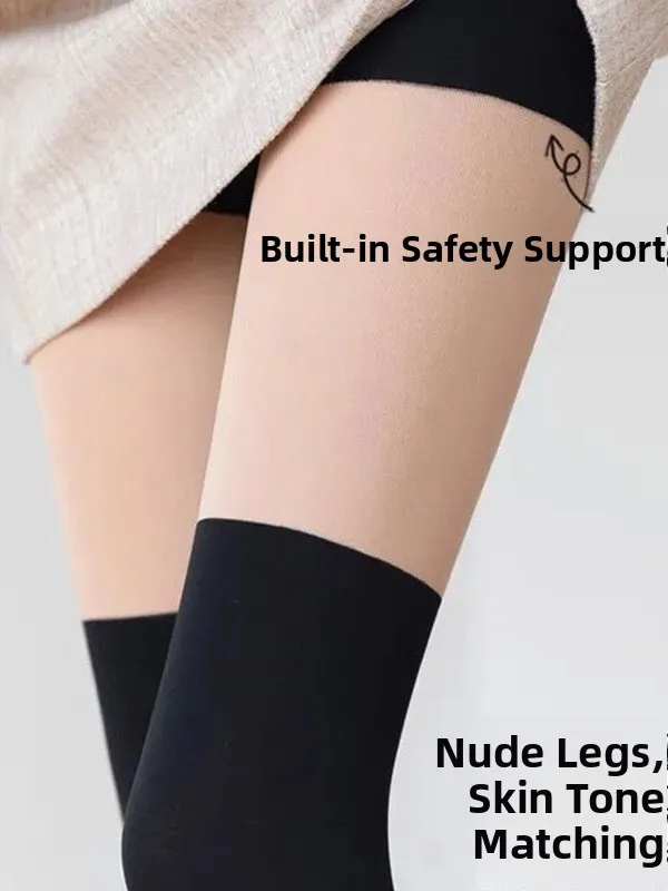 Women's High-Waist Long-Tube Leggings Skin-Like Seamless Tights Thermal Slimming Base Layer One-Piece Pants Autumn Winter