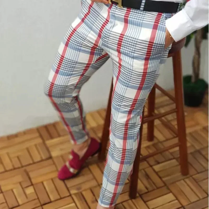 Men\'s Pants 2024 SpringNew Quality Slim Fit Striped Decoration Fashionable Casual Pants Men\'s Clothing Formal Full-Length Pants