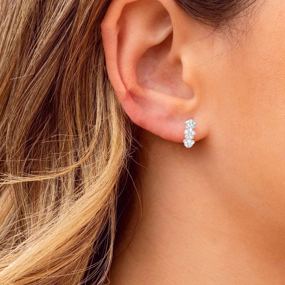 Canner echte 925 Sterling Silber Blume Liebe Ohr stecker für Frauen 18 Karat Gold Zirkon Modeschmuck
