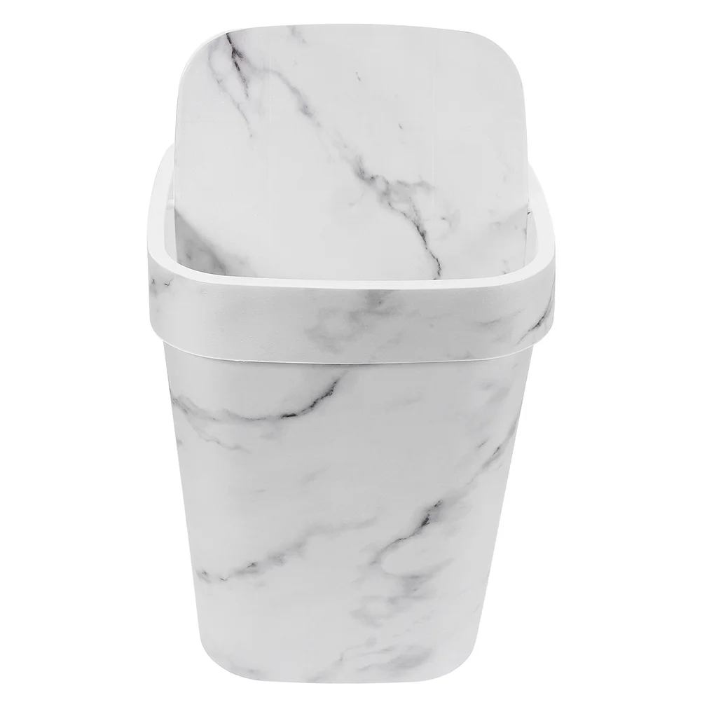 

Dustbin Marbled Trash Can Toilet Waste Storage Household Basket Garbage Food for Kitchen White Cans Bathroom Baskets Office