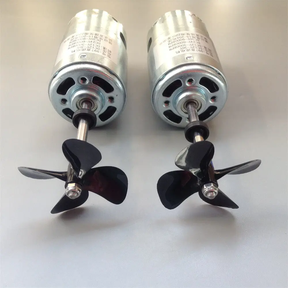 24V net-pulling boat motor, extended shaft, 997 motor, propeller, waterproof oil seal, four-bladed propeller.