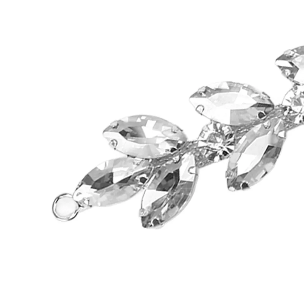 1pcs Statement Glass Rhinestone Chain White Sparkling DIY Craft Chains Flower shape For Women