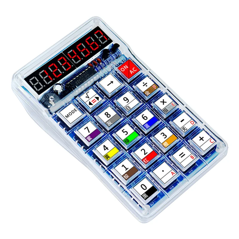 A32T-DIY Calculator Kit LED Display Calculator Electronic Making With Batteries For Learn Soldering Assembly Practice