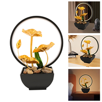 Tabletop Water Fountain Desktop Waterfall Spring Soothing Sounds Relaxation Table Decor with LED Light Ring 22x13x28cm for Yoga