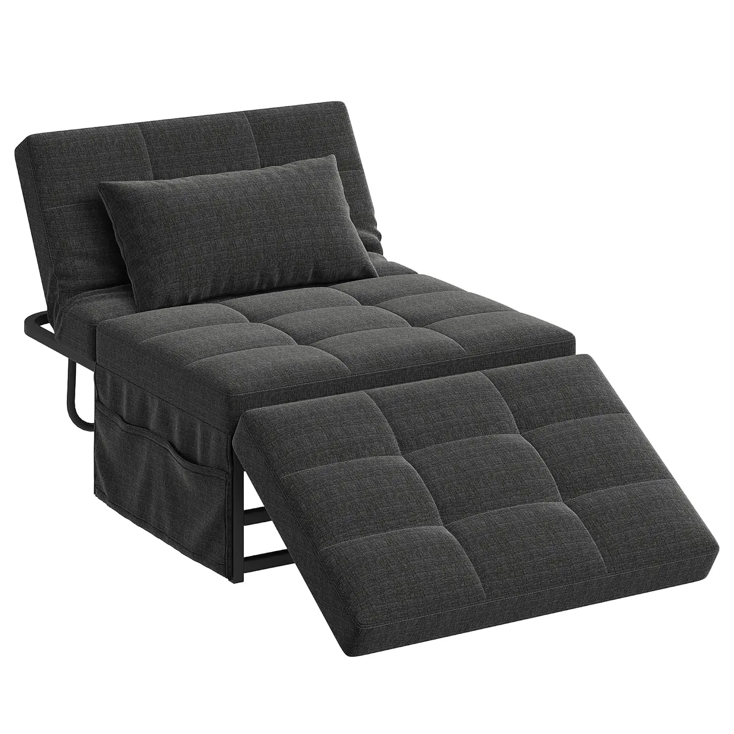 Multi-Function Folding Ottoman Bed with Adjustable Back for Living Room, Dark Grey, Customized