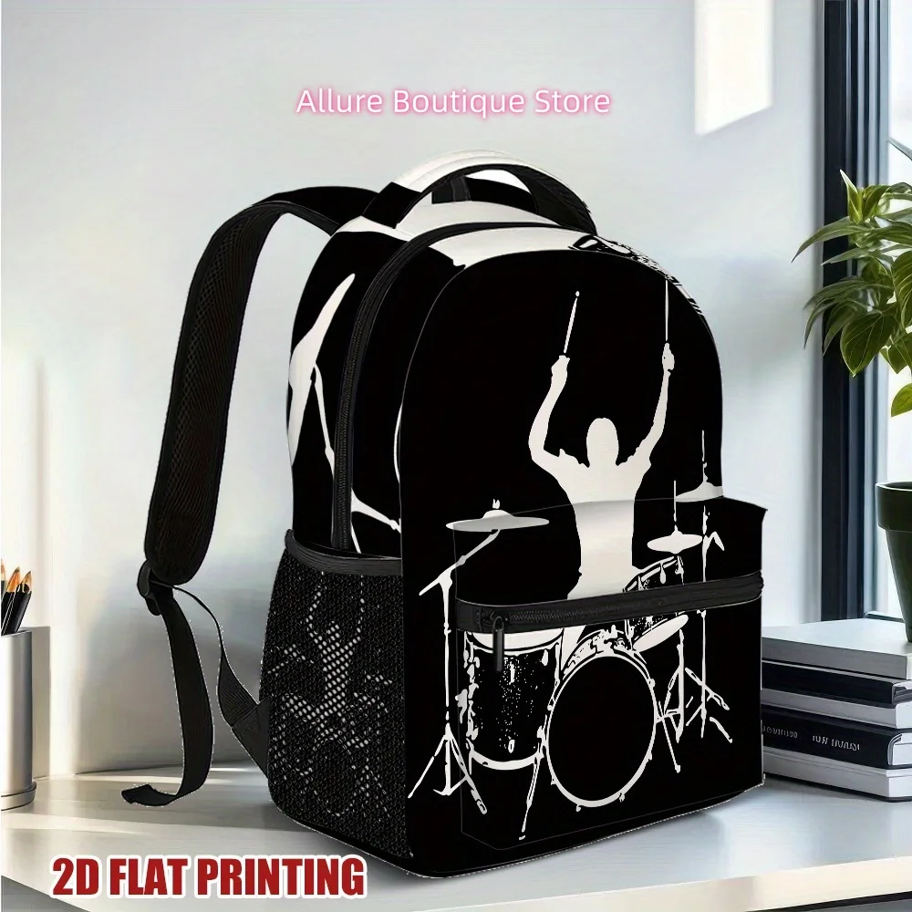 1pc Drummer Silhouette Backpack, Sleek And Lightweight, Ideal for Students And Young Teenager., for Teenager, For Teenager