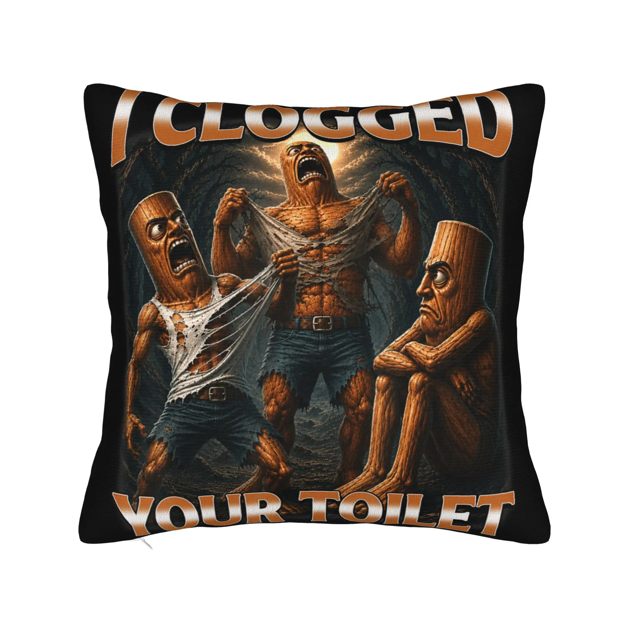 Pillow Case I Clogged Your Toilet Tung Tung Tung Sahur Meme Print  Pillow Cover For Couch Sofa Bedroom Retro Trendy Pillowcases