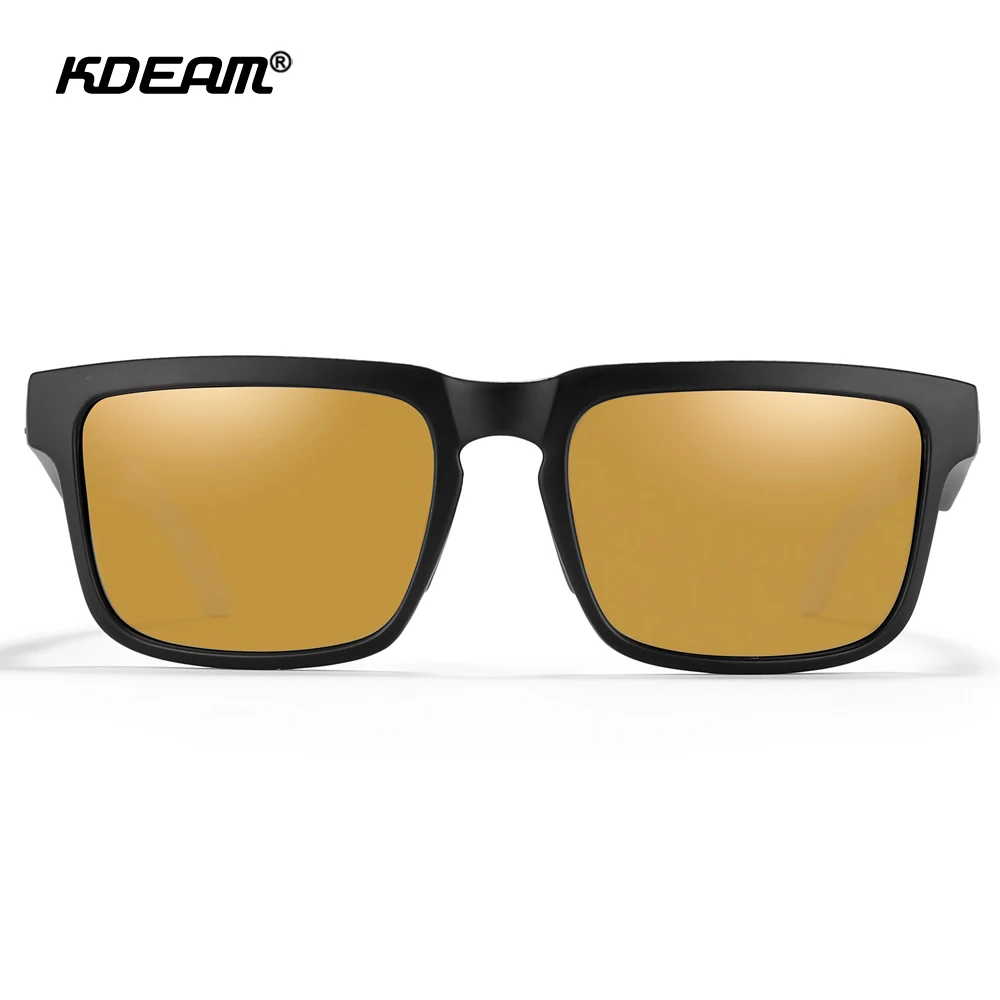 KDEAM New Arrivals Fashion Colorful Square Polarized Sunglasses For Men Fishing Sun Glasses UV400 Protection Lens With Hard Case