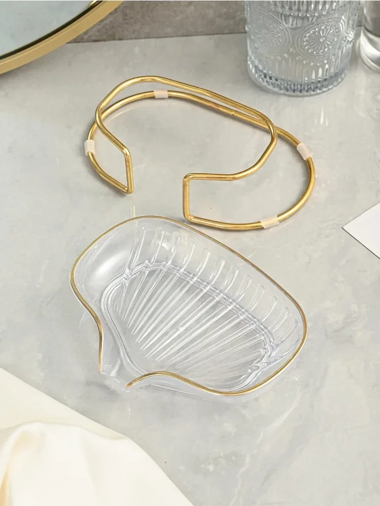 Bathroom Soap Tray Rack Light Luxury Soap Holder with Drain Water Toilet Shower Soap Storage Case Container Bathroom Gadgets