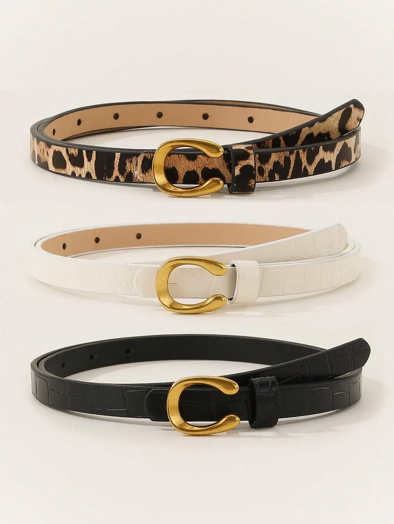 1 قطعة/3 قطعة مجموعة أحزمة ضيقة للسيدات بطبعة الفهد على شكل حرف U - متعددة الاستخدامات للعارضة/العمل/التاريخ/الحفلة، لجميع المواسم