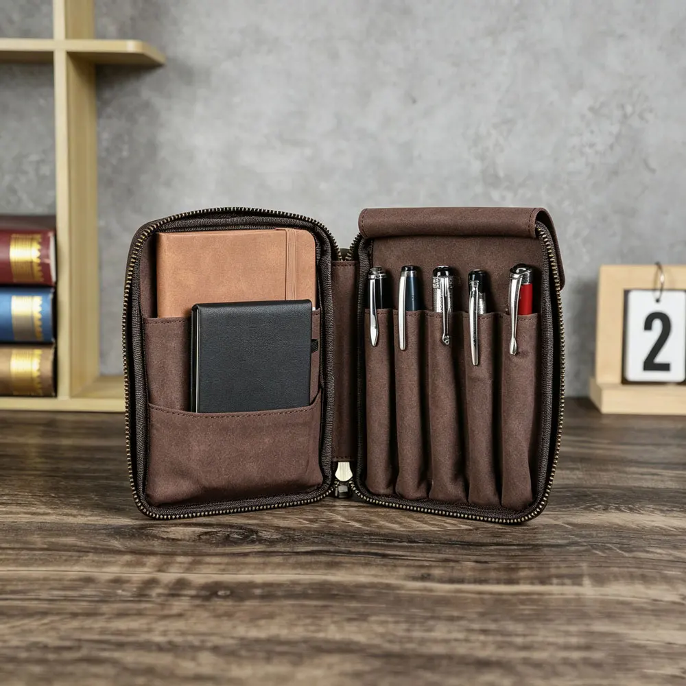 genuine-leather-pencil-case-for-5-slots-a6-notebook-compartment-storage-pocket-69inch-smartphones-student-stationery-pen-box