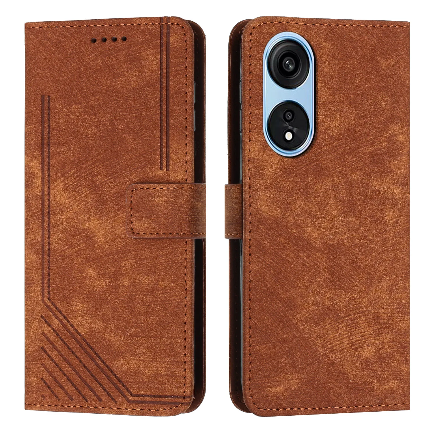 

For OPPO A1 5G / A98 5G / F23 5G / A1 Pro / Reno 8T 5G case skin feel line terms silicone clamshell leather case