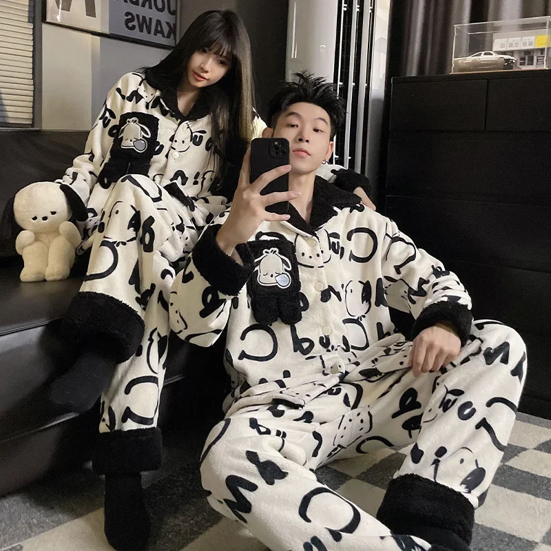 Sanrio couple pajamas winter warm two-piece set Pacha dog loungewear Sanrio loungewear Karon Pacha dog couple pajamas