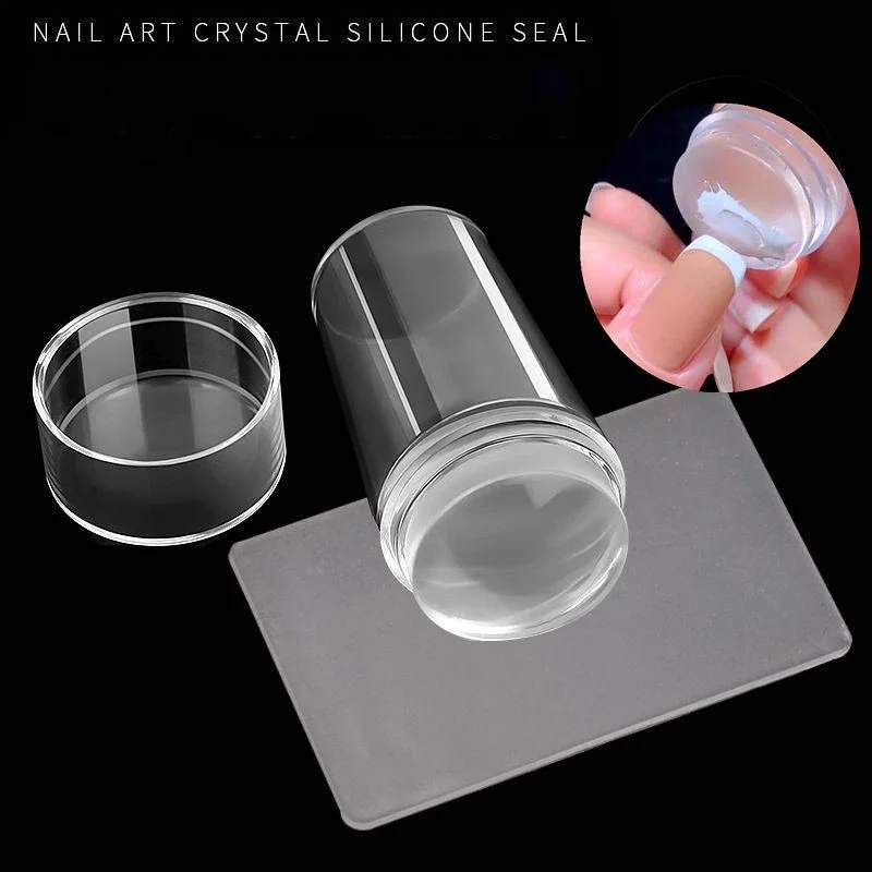 

Transparent Nail Stamper Set With Scraper French Nail Art Stamping Print Silicone Plate Tool Kit All For Manicure Accessories