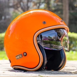 Jet Helmet DOT Open Face Helmet for Men Women Retro 3/4 Motorcycle Helmets Vintage Cafe Racer Half Face Helmet Capacete De Moto