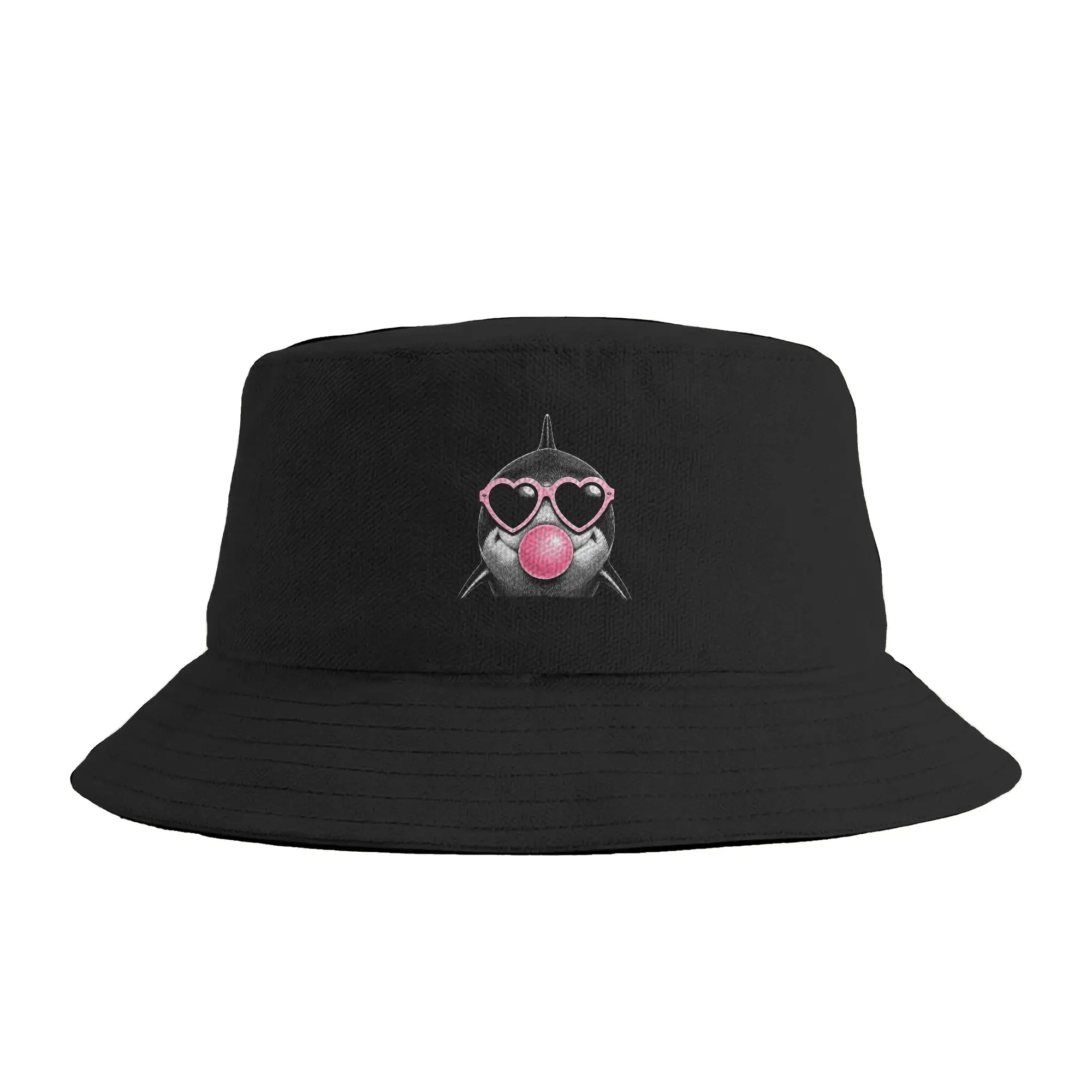 Shark Pink Heart Sunglasses Funny Bubble Bucket Hat For Women  Fisherman Hats Fashion Fishing Caps Streetwear Sunscreen Hats