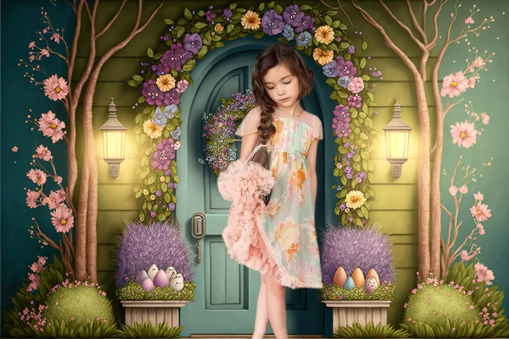 Весенний пасхальный фон для фотографии, кролик, яйца, цветочный сад, цветочный кролик, детский портрет, пасхальная вечеринка, фон для фотостудии