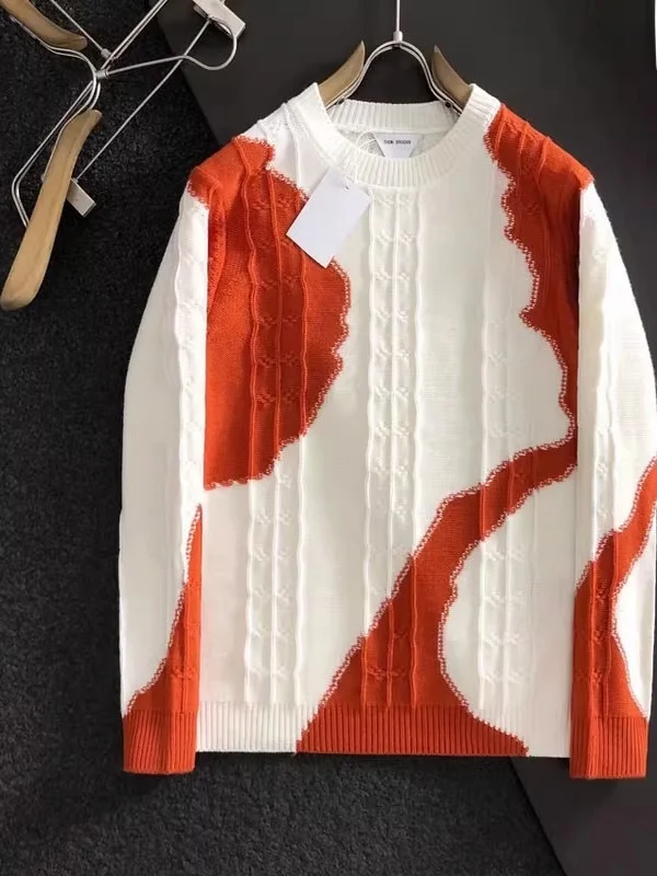 

Color Blo Knitted Long Sve round Ne Pullover Casual Sweater for Men Trendy Brand Youth Daily Wear Winter Season