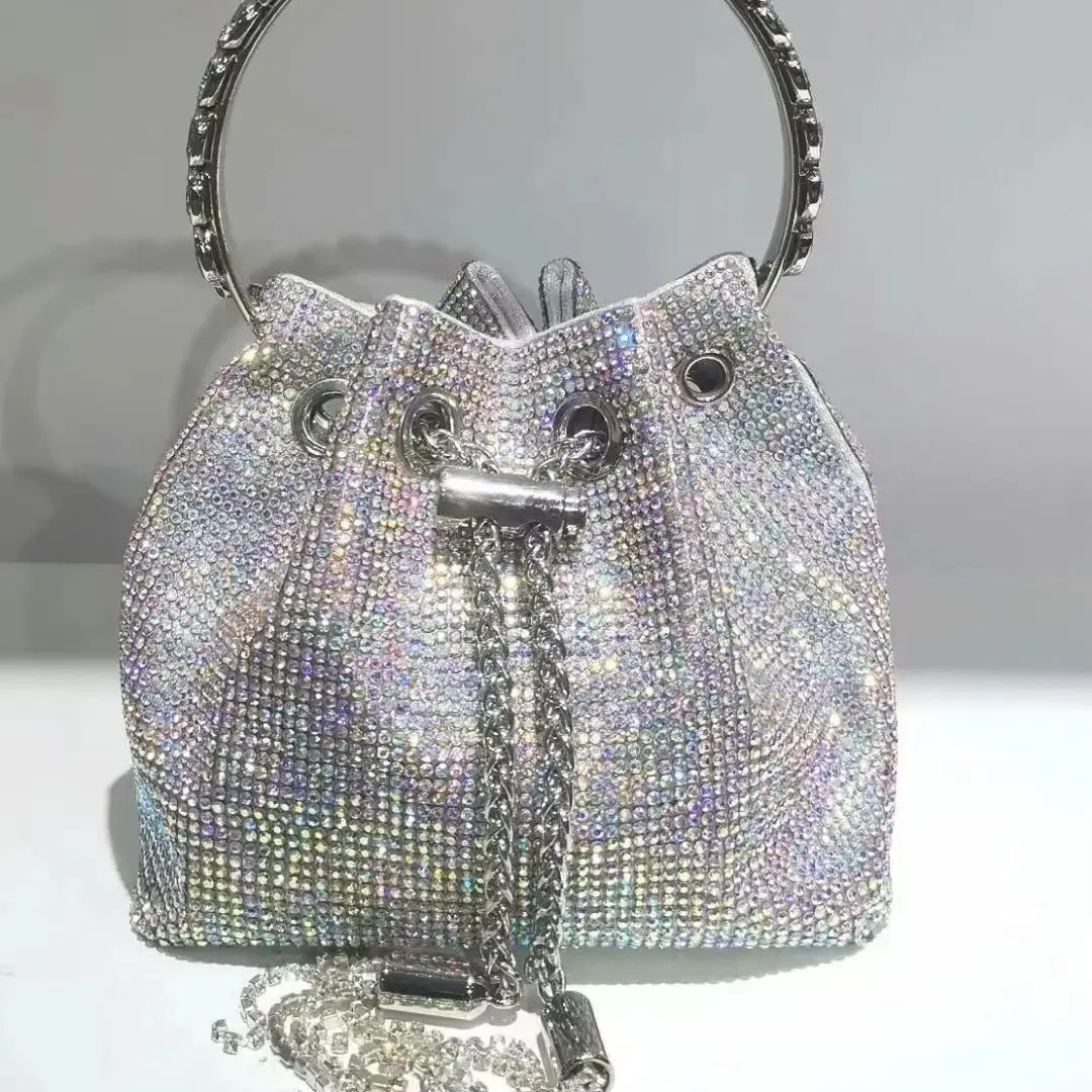 Handle Rhinestones Evening clutch Bag Purses and handbag luxury Designer shoulder bags Shiny Crystal Clutch purse bucket bag