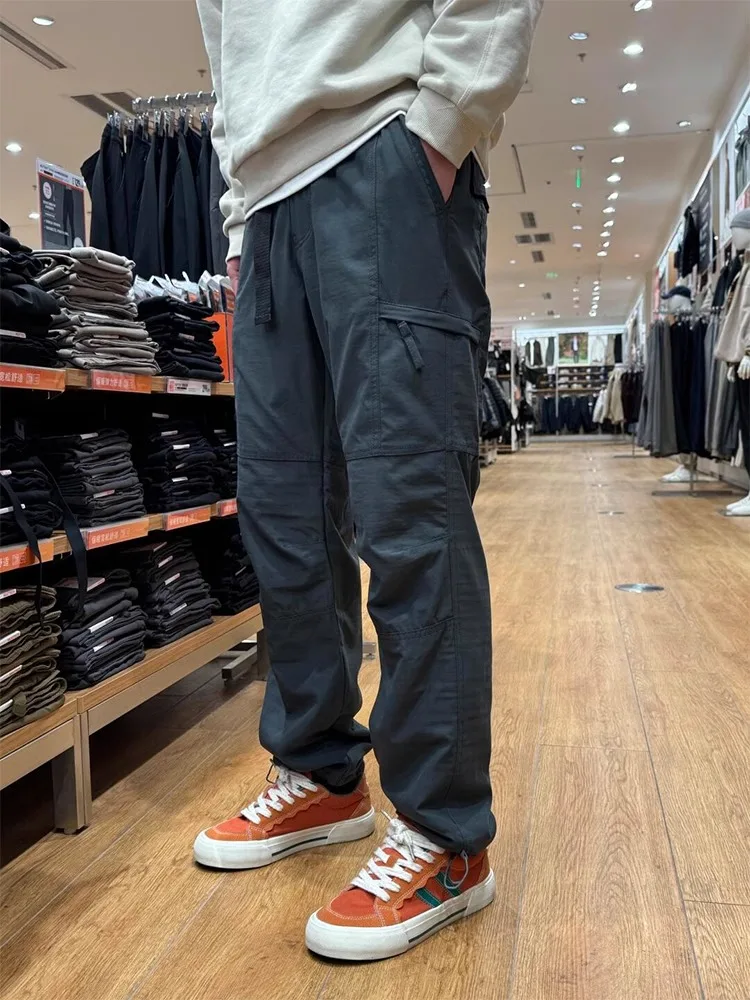 American Style Men's Spring Autumn Windproof Waterproof Fleece Lined Nylon Cargo Pants Outdoor Workwear Hiking Mountain Climb...