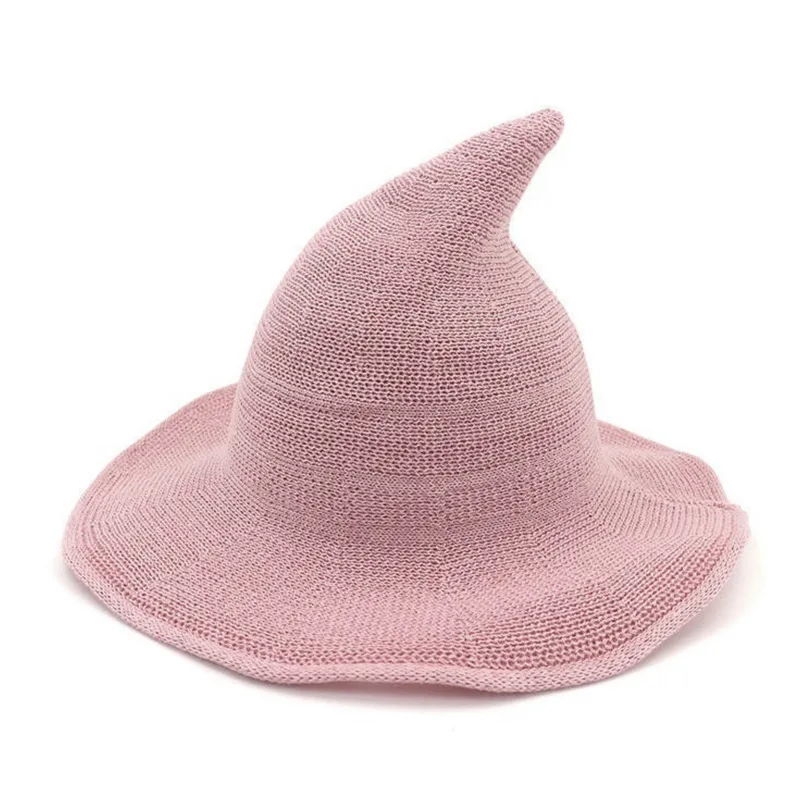 women modern witch hat men Along the sheep wool cap knitting fisherman hat Female fashion witch pointed basin bucket hat