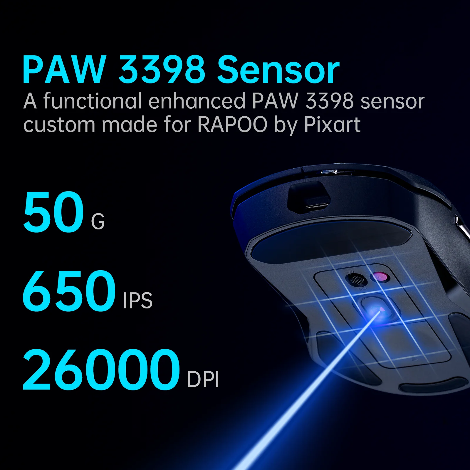 Rapoo Vt9pro 68G Super-Lichtgewicht Draadloze Gaming Muis Esports Kwaliteit Prestatie Paw 3398 Sensor 26000 Dpi 1Ms Responstijd