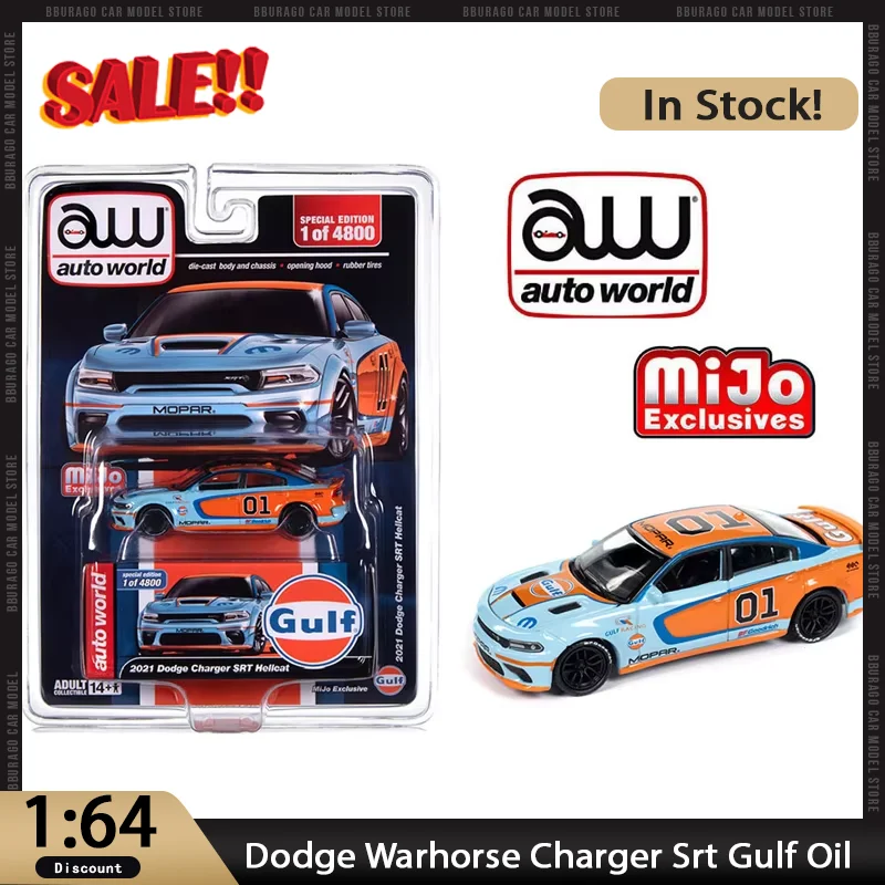 

Новое в наличии Aw 1:64 Dodge Warhorse Charger Srt Gulf Oil Hanging Card Car Alloy Miniature Diecast Dodge Ornaments Custom Toy Kid