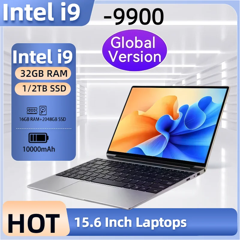 New Portable Computer 15.6 Inch Intel Core I9-9900 Laptops 16GB RAM 1TB 2TB SSD Office Gamer Study Notebook Computer PC
