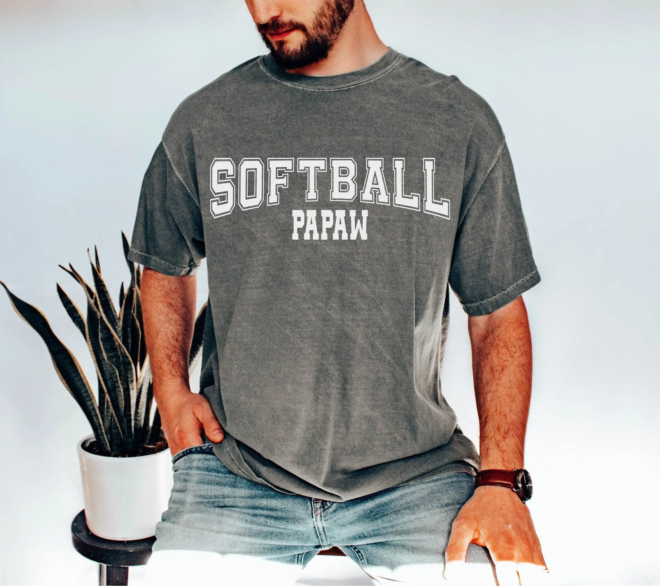 Comfort Colors Softball Papaw T Shirt Lover Papa Father's Day s for Grandpa Custom Men