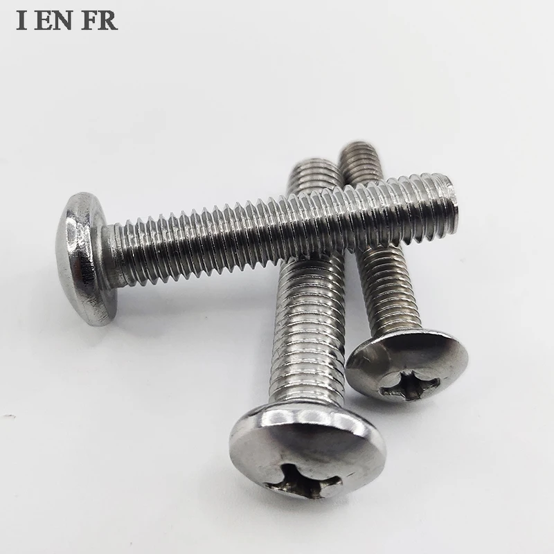 50개/묶음 M0.8 M1 M1.2 M1.4 M1.6 M2 M2.5 M3 M4 미니 마이크로 소형 GB818 304 스테인리스 스틸 십자 팬 헤드 나사 원형 볼트