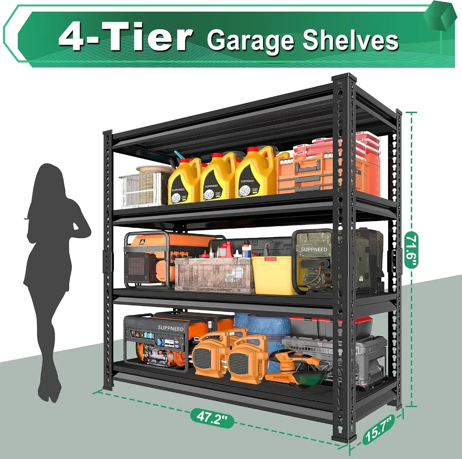 Metal Garage Shelving Unit: 47.2