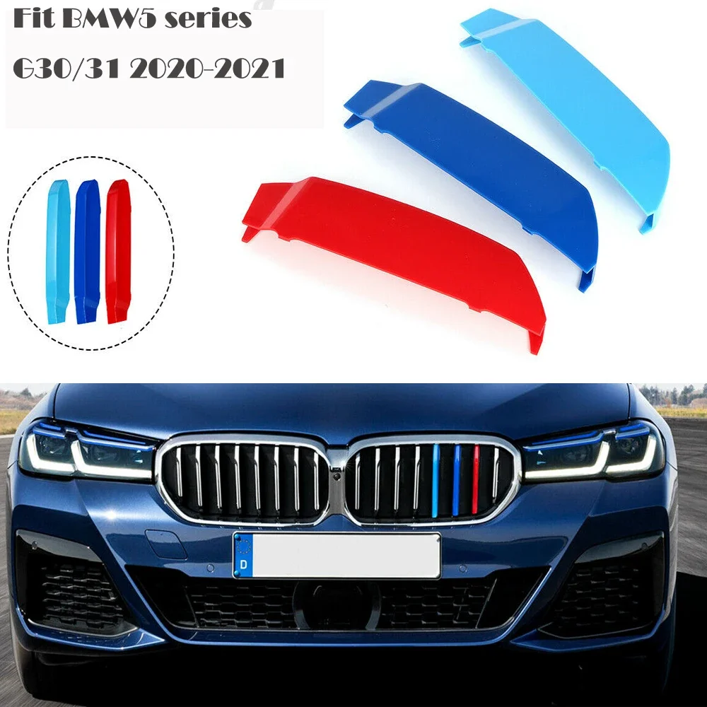 Fit 20-21 BMW5 G30/G31 LCI M-SPORT Design 3-Color Kidney Grille Clip Stripe with 8-slats