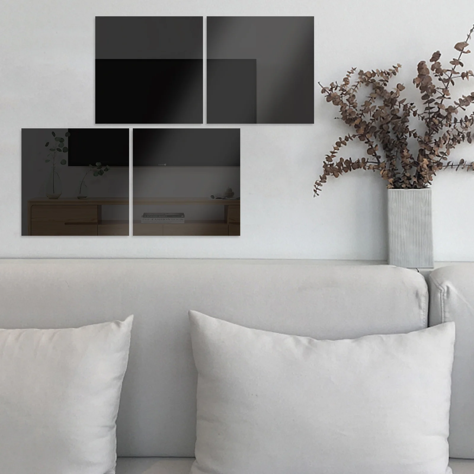 

Square Mirror Wall Sticker Self Adhesive Removable Plastic Decal for Home Decor Bedroom Bathroom Living Room Mirror Wall Decal