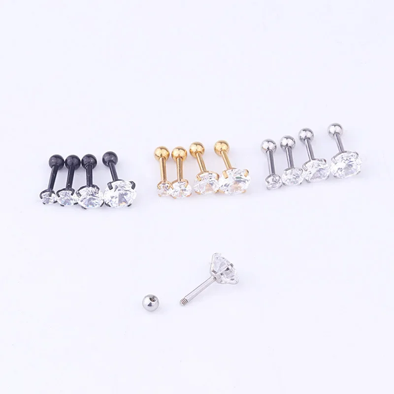 1pair 3/4/5/6mm Round Forward Helix Cartilage Piercing Tragus Stud Conch Snug Ear Lobe Earrings Surgical Steel Piercing Jewelry