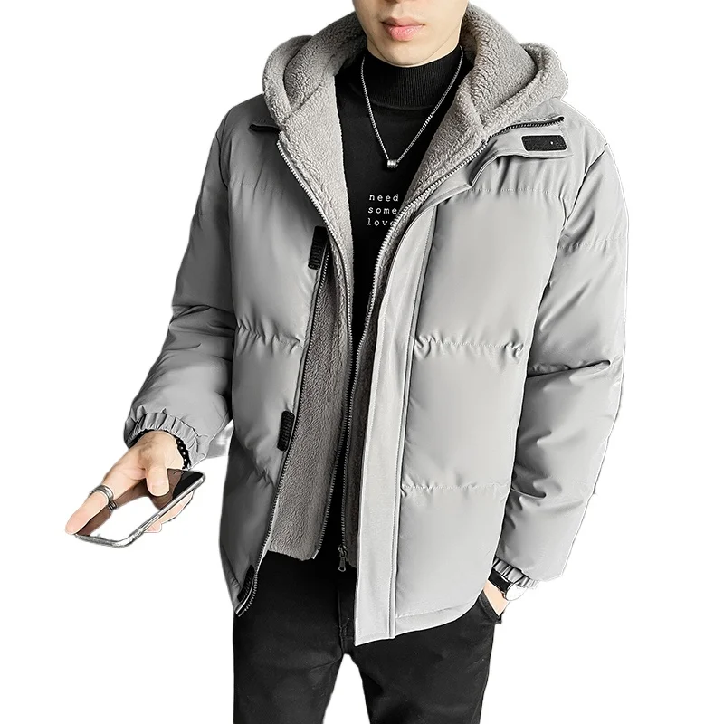 سترة قطنية عصرية جديدة للخريف والشتاء بغطاء للرأس مقاومة للبرودة، مريحة ودافئة مع قطيفة عالية الجودة للرجال #2