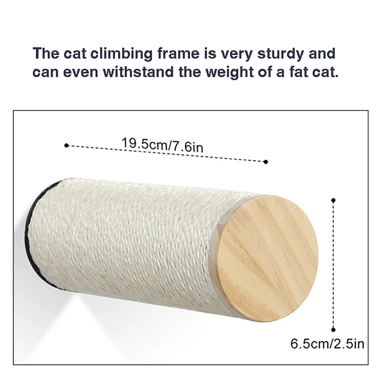 Wall Mounted Scratching Post for Cat, Activity Tree with Solid Wood Steps, Rope, Claw Scratcher, Kitten Shelves, Funiture