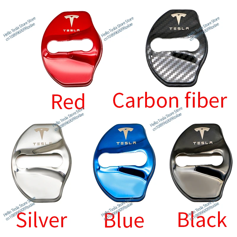 4 PCS Fashion Stainless Steel Car Covers Door Lock Protecting Cover Decoration For Tesla Model 3 Model Y S X Roadster Spacex
