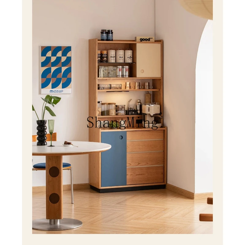 

SM multi-functional cabinet solid wood dining side against the wall high-end retro small apartment living room storage cabinet