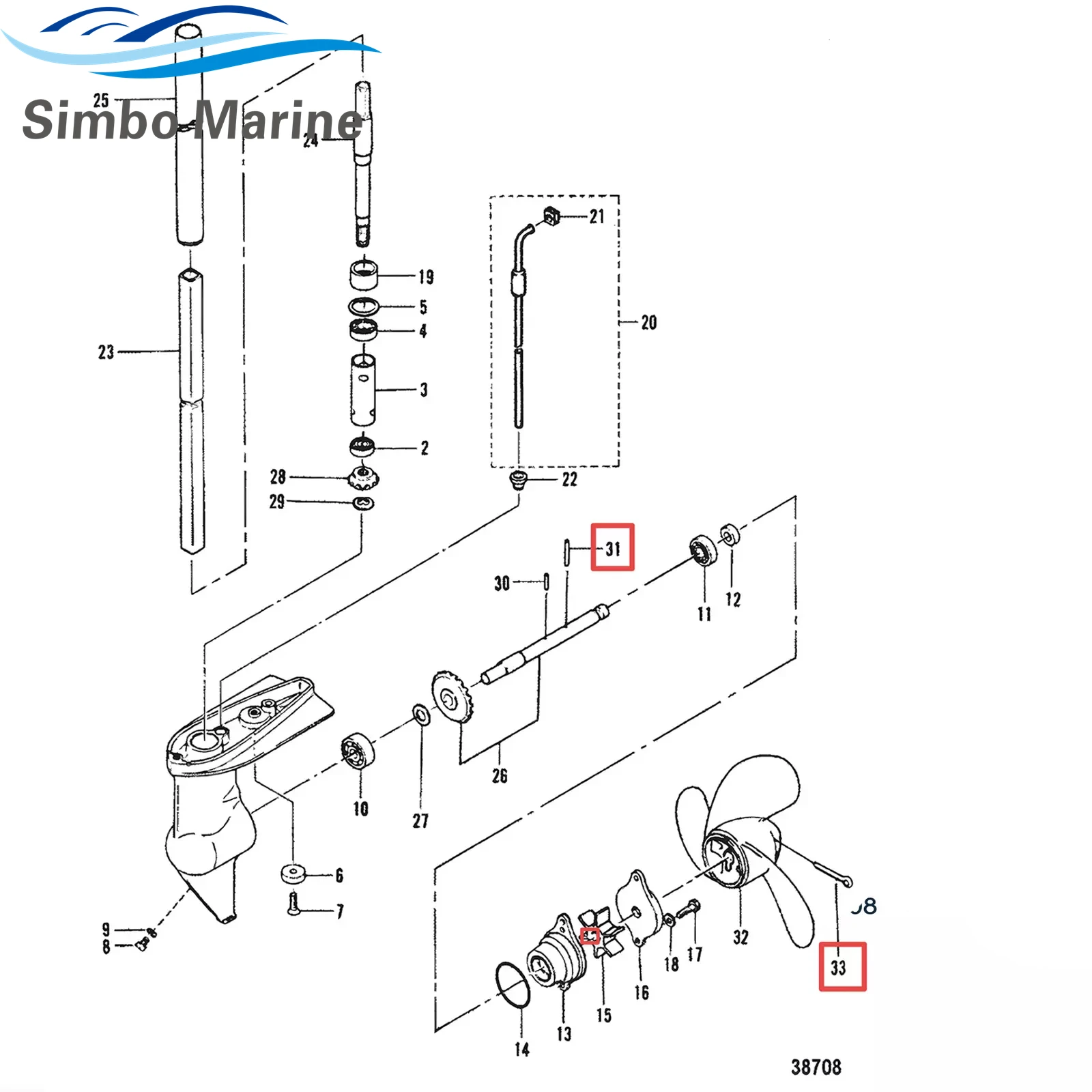 2.815111002 Shear Pin& Split Pin Kit for Mercury Mariner 2.2HP 2.5HP 3.3HP 2-Stroke and 4-Stroke 2.5HP 3.5HP  28-16155 18-95295