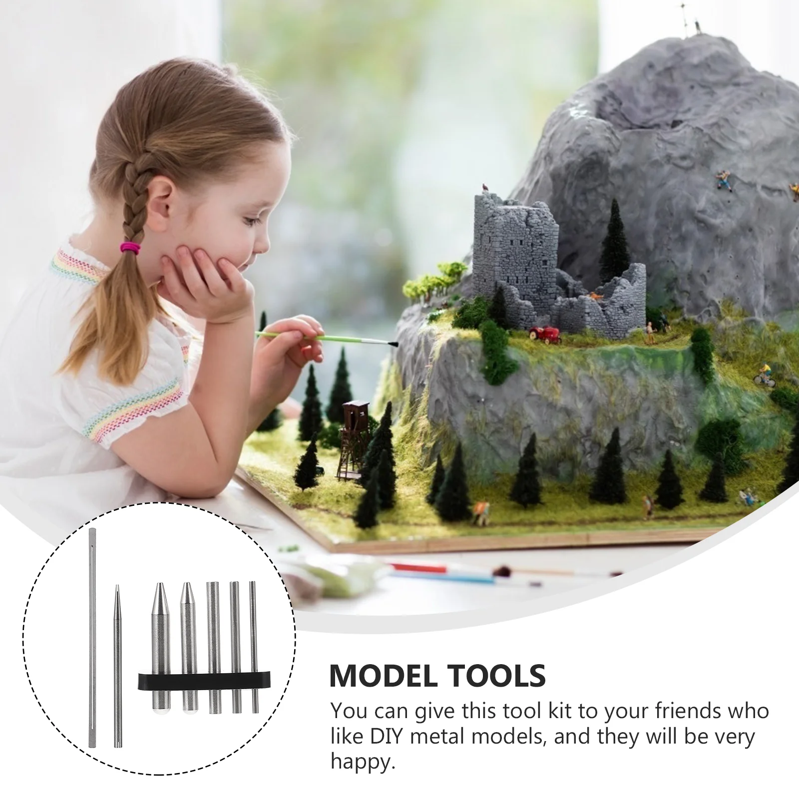 7 Pcs DIY Tools Metal Model Multi-functional Bending Making Kits Models 3D Jigsaw Assembly Supplies Tweezers Puzzle