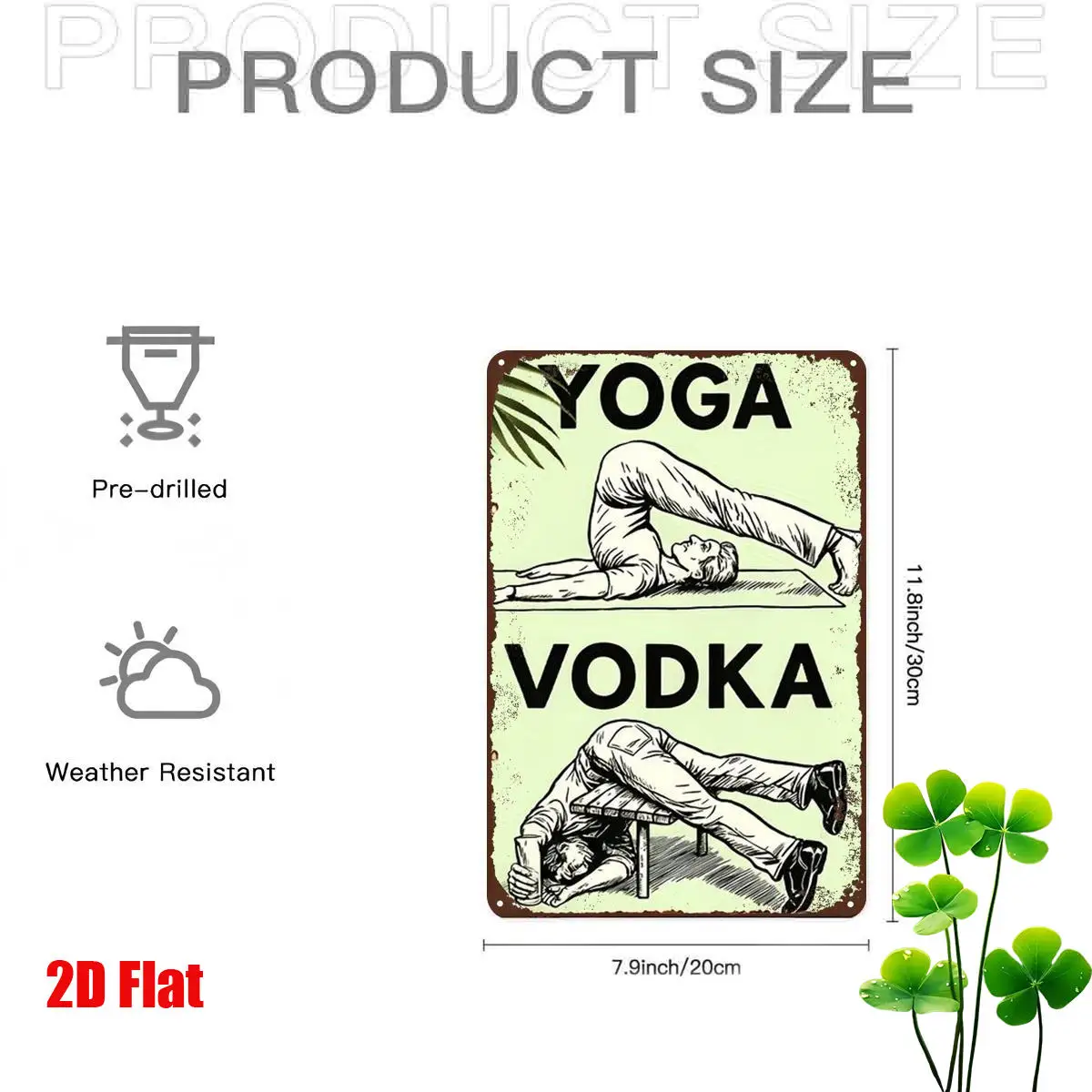 Yoga & Vodka Metal Sign 8x12 Retro Wall Decor Gym Bar Home Art